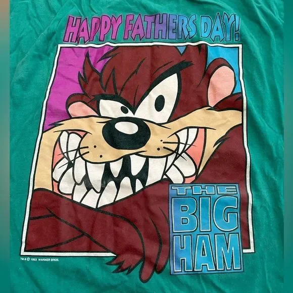 Vintage Rare Taz Looney Tunes Happy Father’s Day The Big Ham Tshirt - Picture 4 of 5